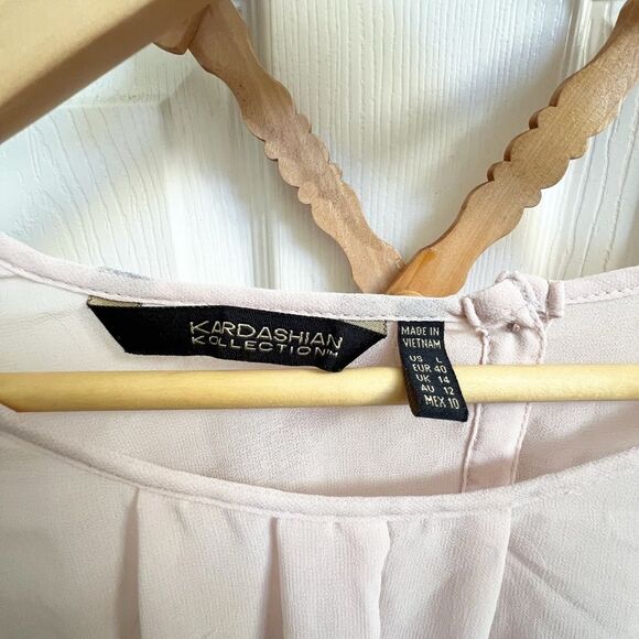 Kardashian KollectionSheer Lace Blouse in Light Pink - Picture 2 of 7
